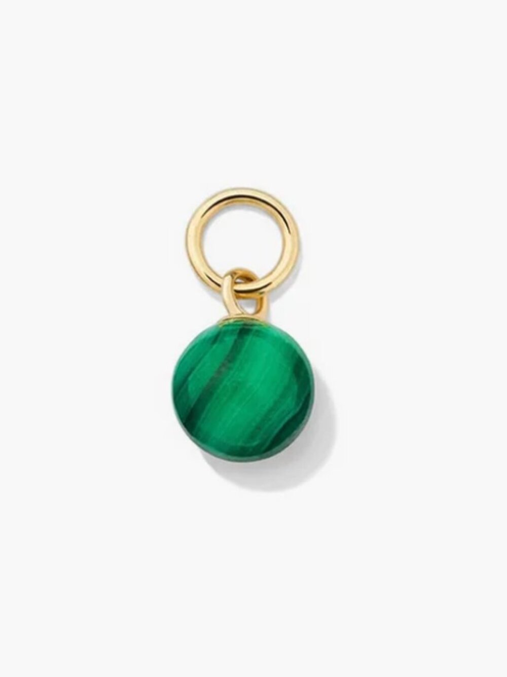Mejuri Single Gemstone Sphere Hoop Charm Malachite Yellow Gold + Pouch